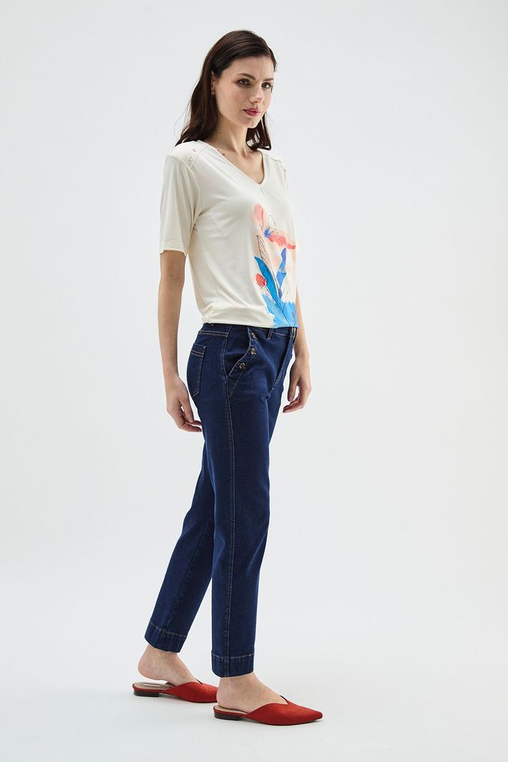 Polera Estampada Escote En V Crudo Ma Griffe 14602224001105-2
