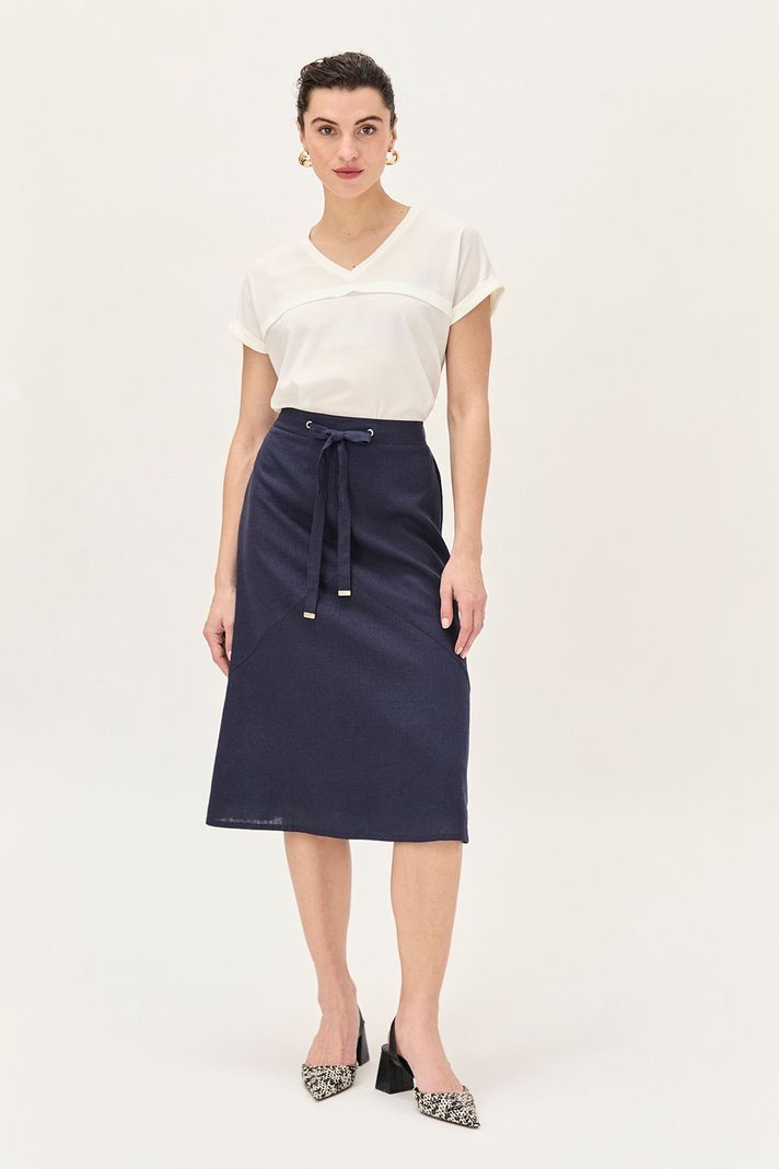Falda Lino Evase Azul Ma Griffe 12002224054104-0