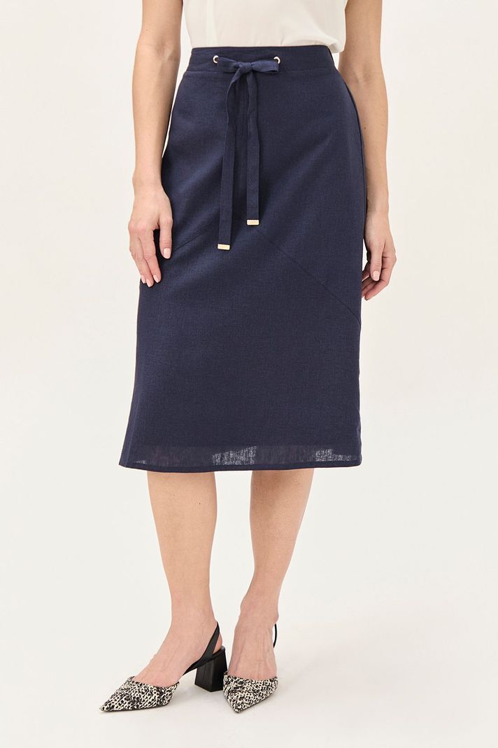 Falda Lino Evase Azul Ma Griffe 12002224054104-1