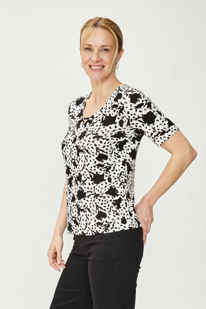 Polera Estampada Flores Blanco Ma Griffe 14602224054105-3