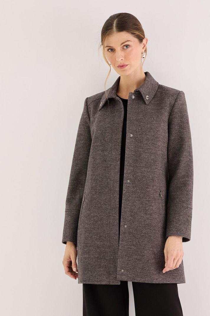 Abrigo Cuello Camisero Gris 17202125002163-0