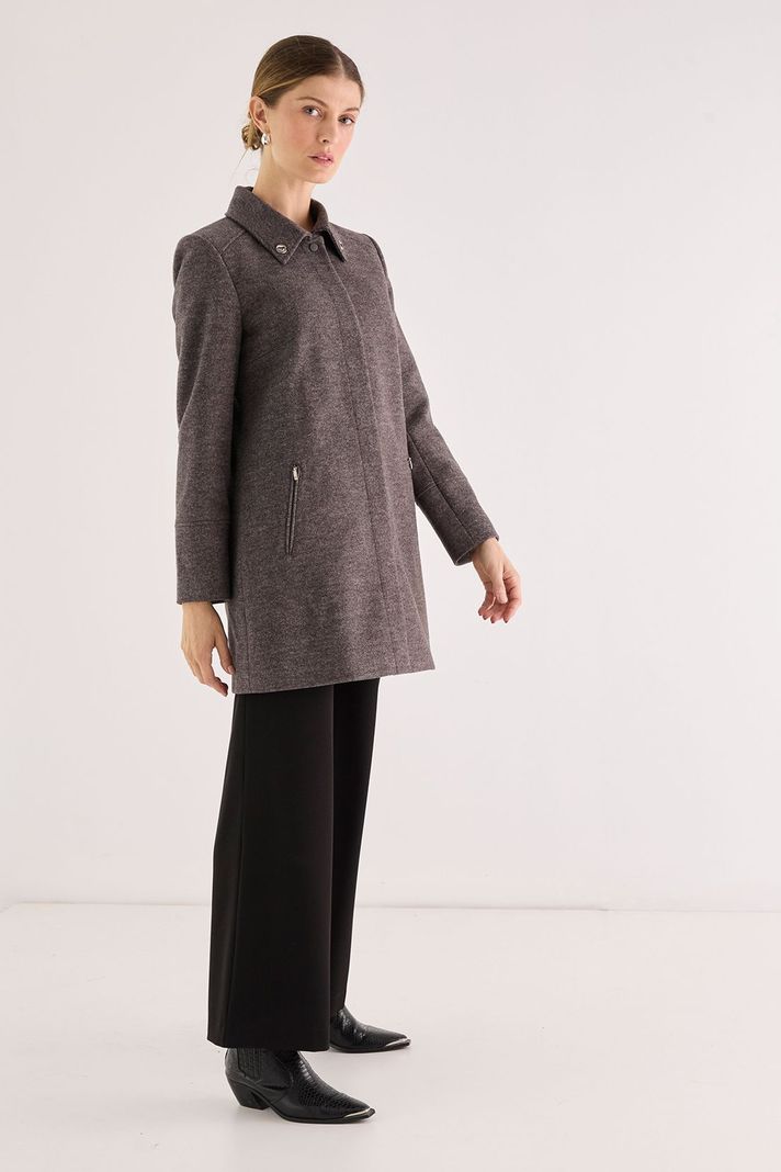 Abrigo Cuello Camisero Gris 17202125002163-2