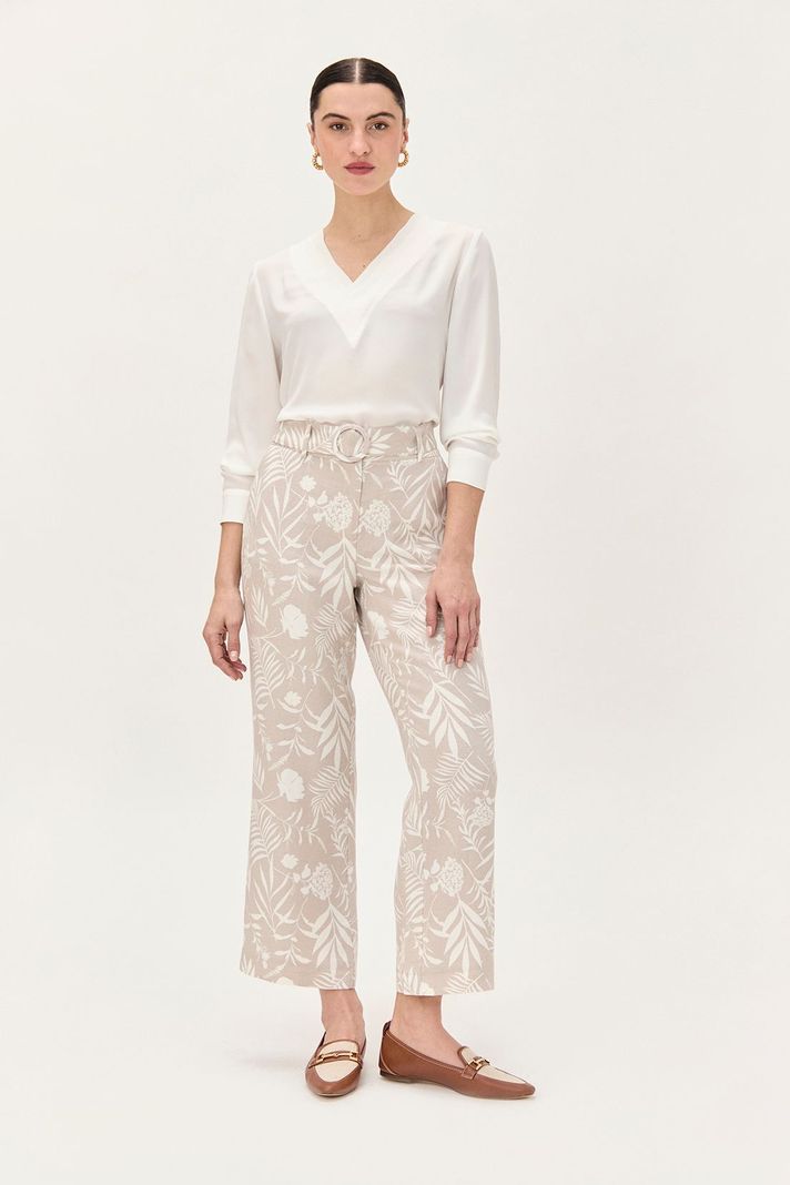 Pantalon Lino Estampado Beige Ma Griffe 11102224054106-0
