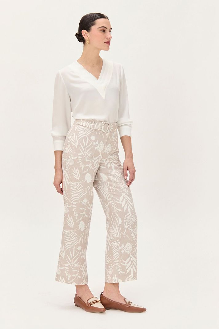 Pantalon Lino Estampado Beige Ma Griffe 11102224054106-2