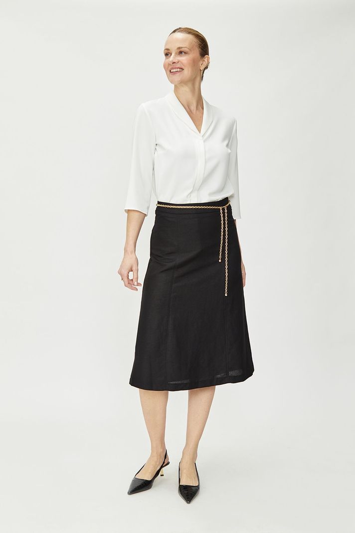 Falda Lino Cadena Negro Ma Griffe 12002224053102-0