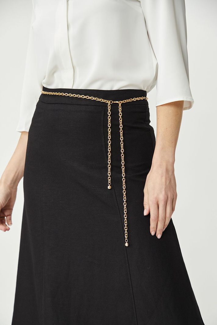 Falda Lino Cadena Negro Ma Griffe 12002224053102-1