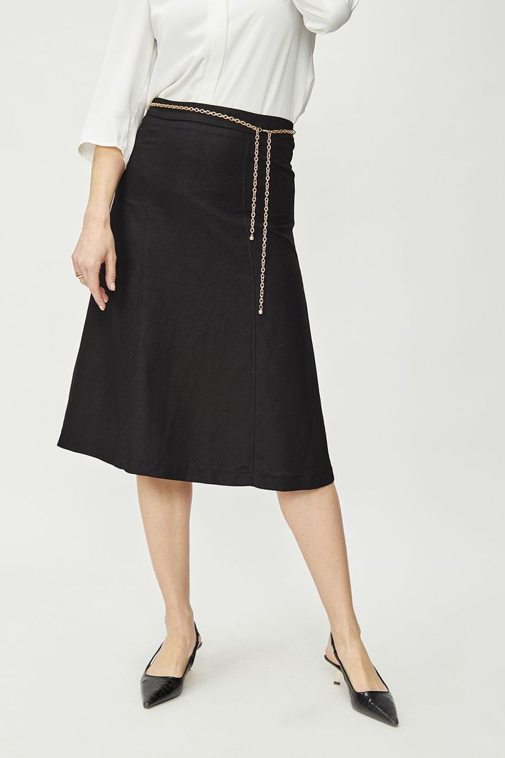 Falda Lino Cadena Negro Ma Griffe 12002224053102-2