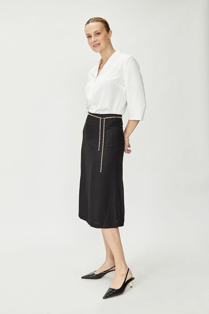 Falda Lino Cadena Negro Ma Griffe 12002224053102-3