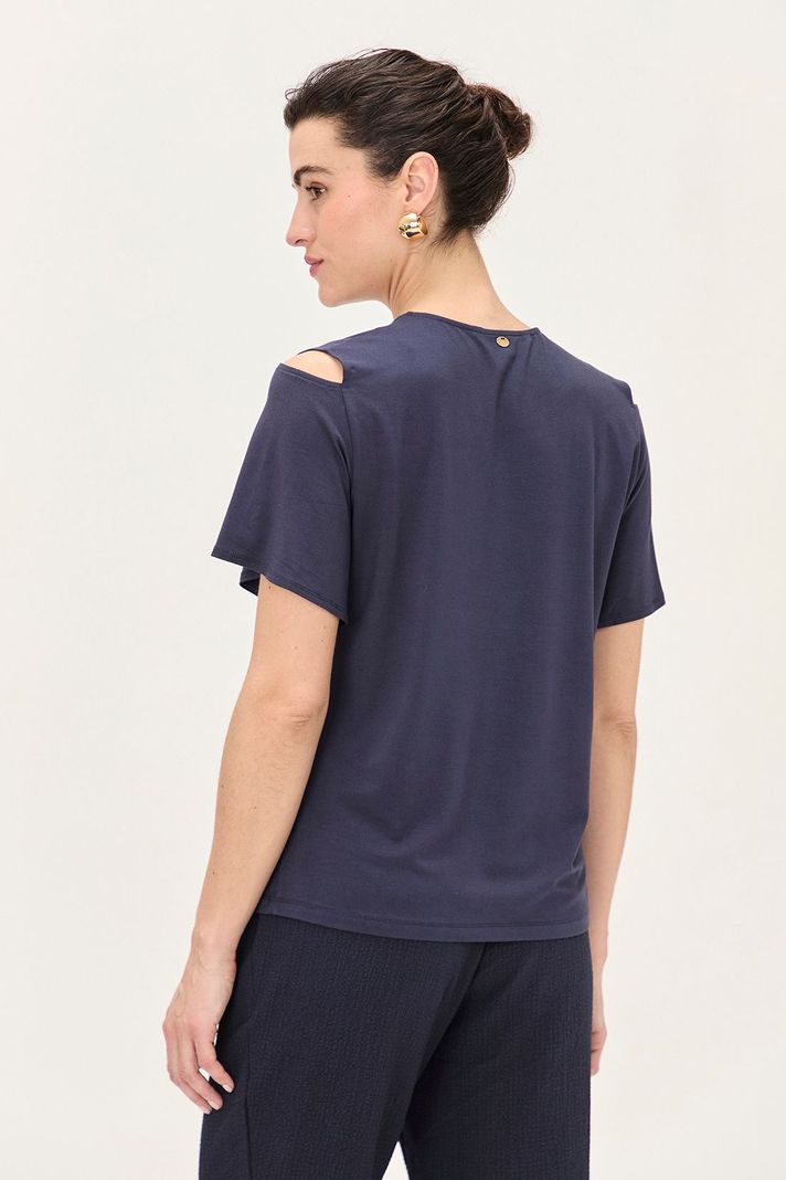 Polera Corte En Hombro Azul Ma Griffe 14202224061104-3