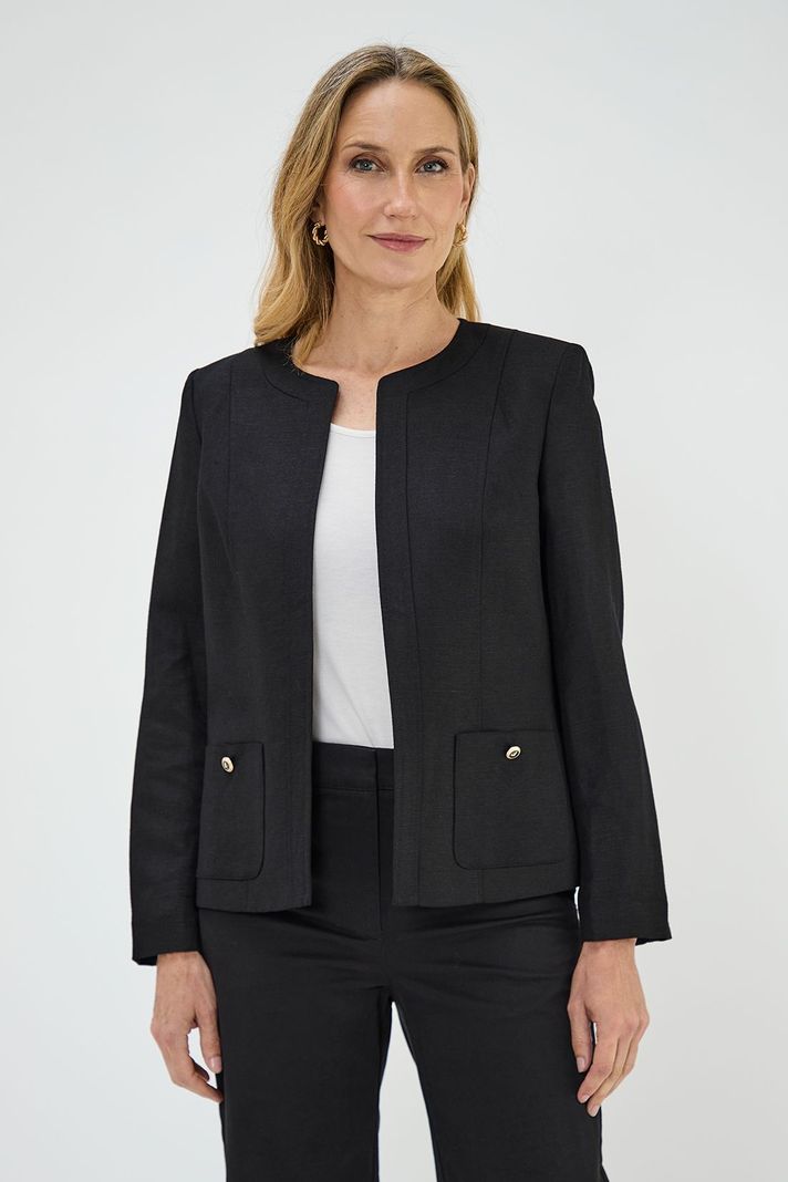 Chaqueta Lino Negro Ma Griffe 17502224057102-0