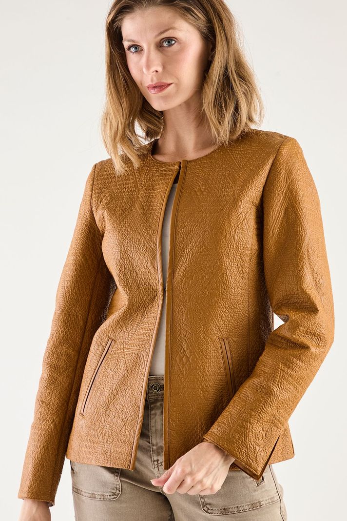 Chaqueta De Pu Con Diseño Cafe 17502125005129