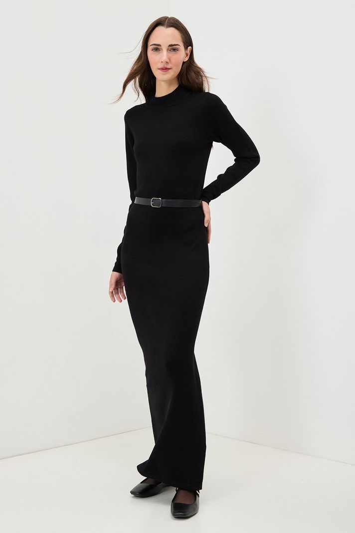 Vestido Liso Largo Negro 13420125001102-0