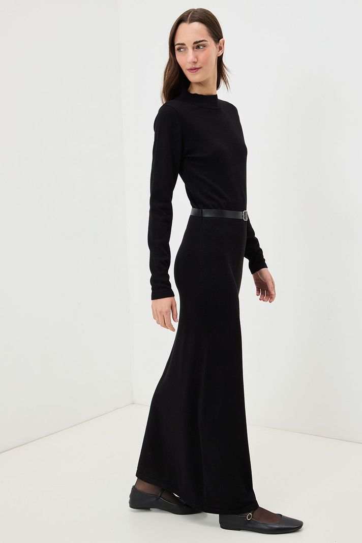 Vestido Liso Largo Negro 13420125001102-1