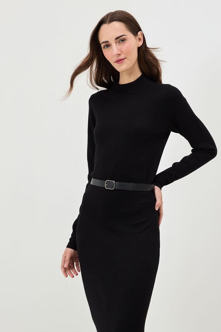Vestido Liso Largo Negro 13420125001102-2