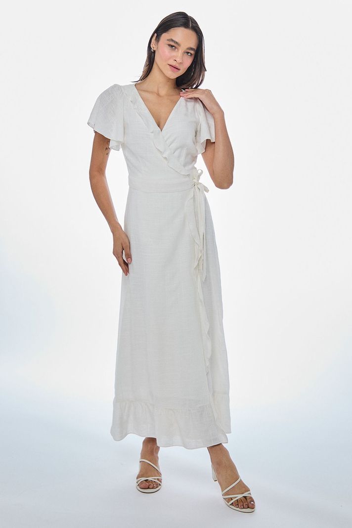 Vestido Liso Largo Crudo iO 13420224052105-0