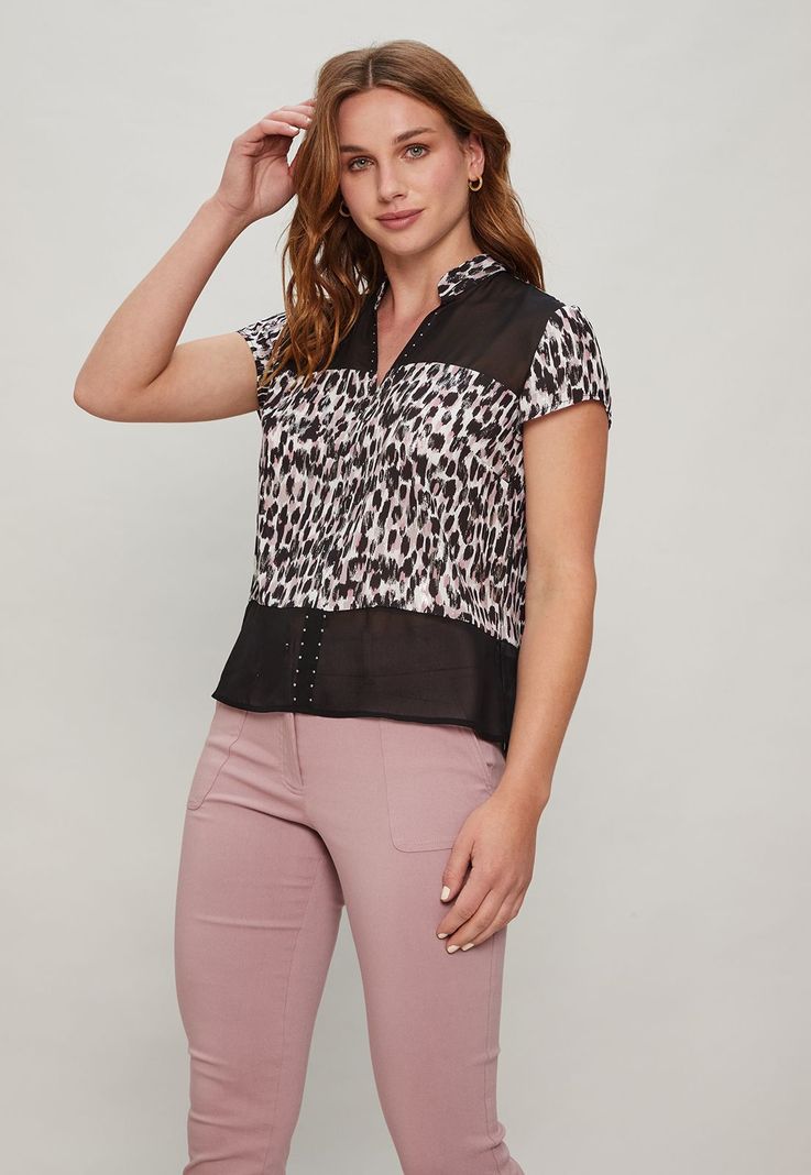 Blusa Print Bicolor Negro Ash 14107124005102-0