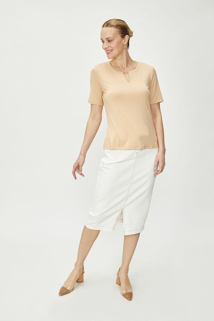 Polera Aplicación Escote Beige Ma Griffe 14202224058106-2