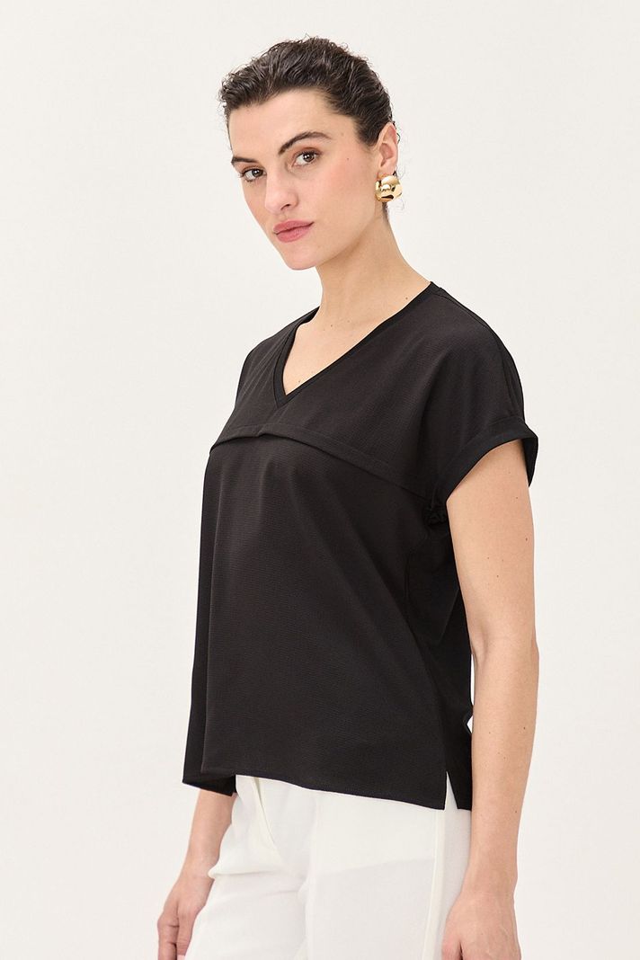 Polera Doble Tela Lisa Negro Ma Griffe 14202224060102-3