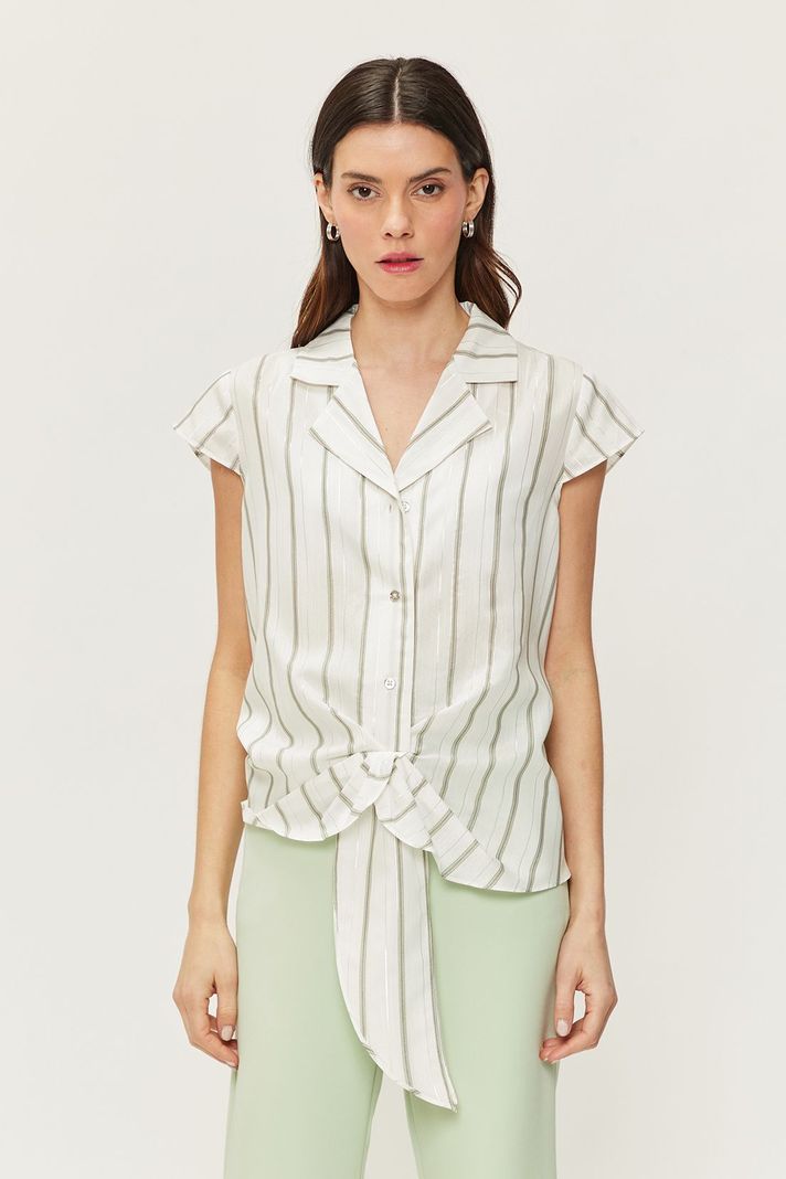Blusa Camisera Rayas Lurex Blanco Ash 14107224054105-4