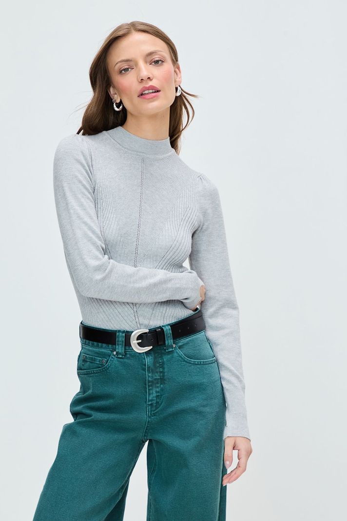 Sweater Liso Gris 18120125050113-0