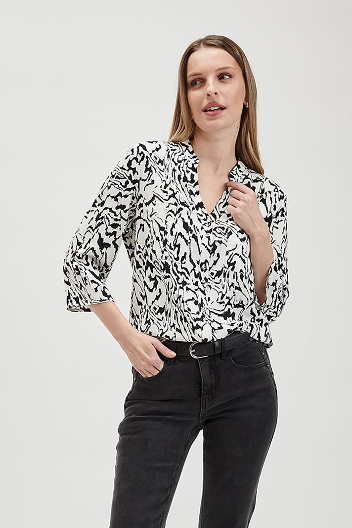 Blusa Estampada Cuello Mao Blanco Ash 14107224053105-0