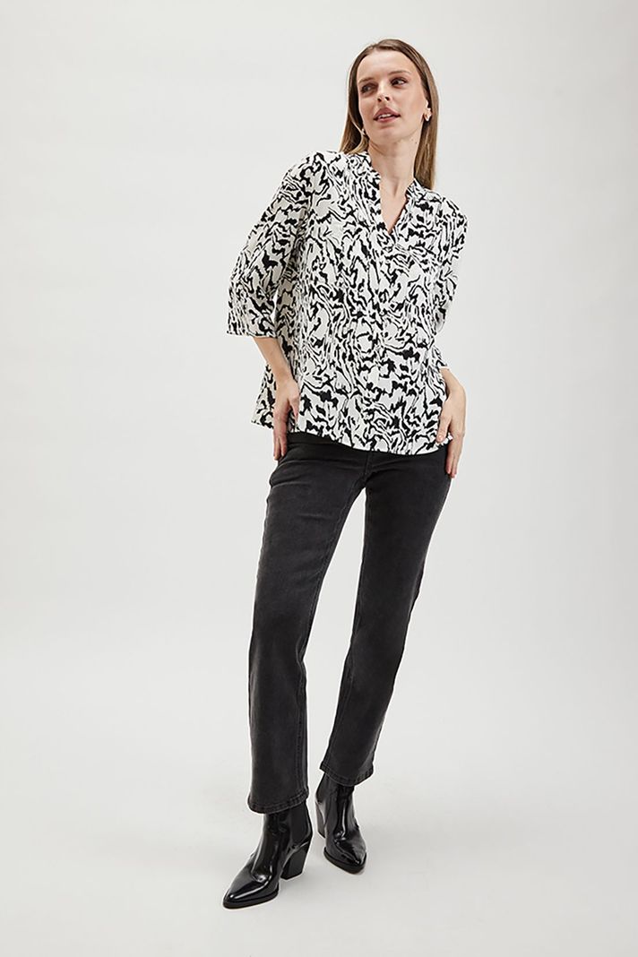 Blusa Estampada Cuello Mao Blanco Ash 14107224053105-2