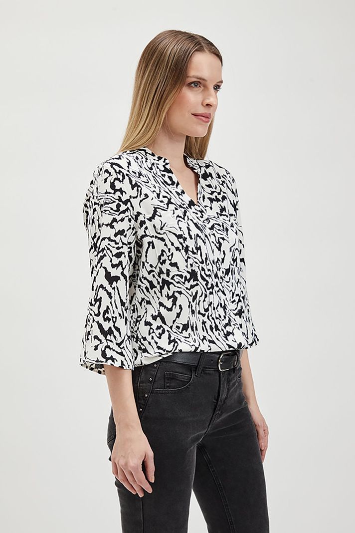 Blusa Estampada Cuello Mao Blanco Ash 14107224053105-3