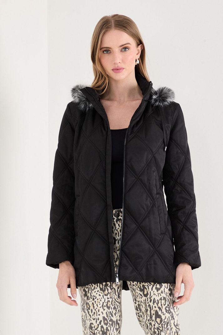 Parka Larga Gorro Desmontable Negro 17607125050102-0