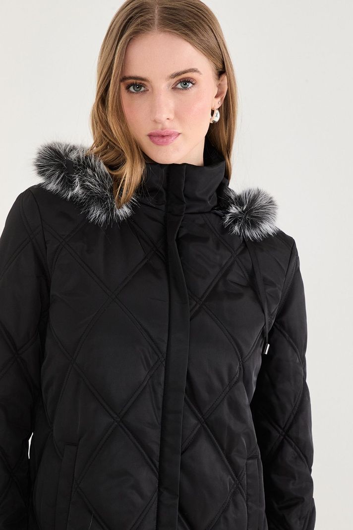 Parka Larga Gorro Desmontable Negro 17607125050102-4