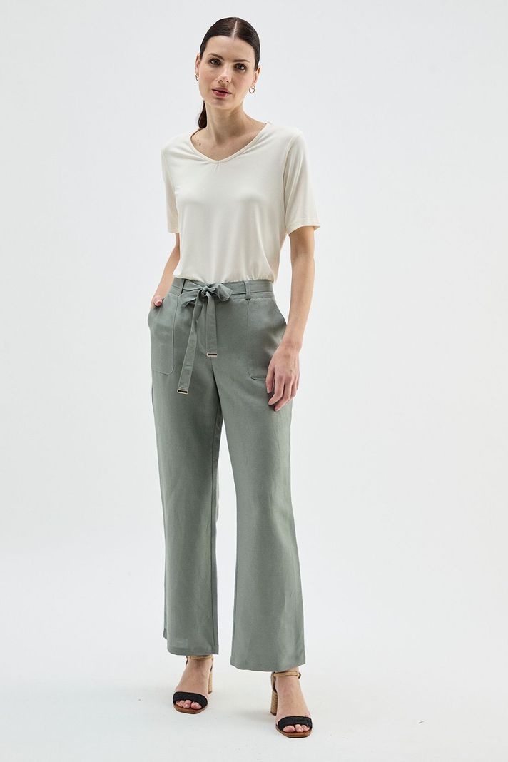 Pantalon Wide Lino Verde Ma Griffe 11002224062126-0