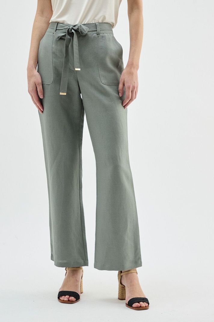 Pantalon Wide Lino Verde Ma Griffe 11002224062126-1
