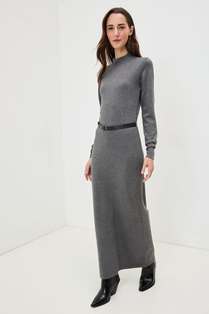 Vestido Liso Largo Gris 13420125001163-0