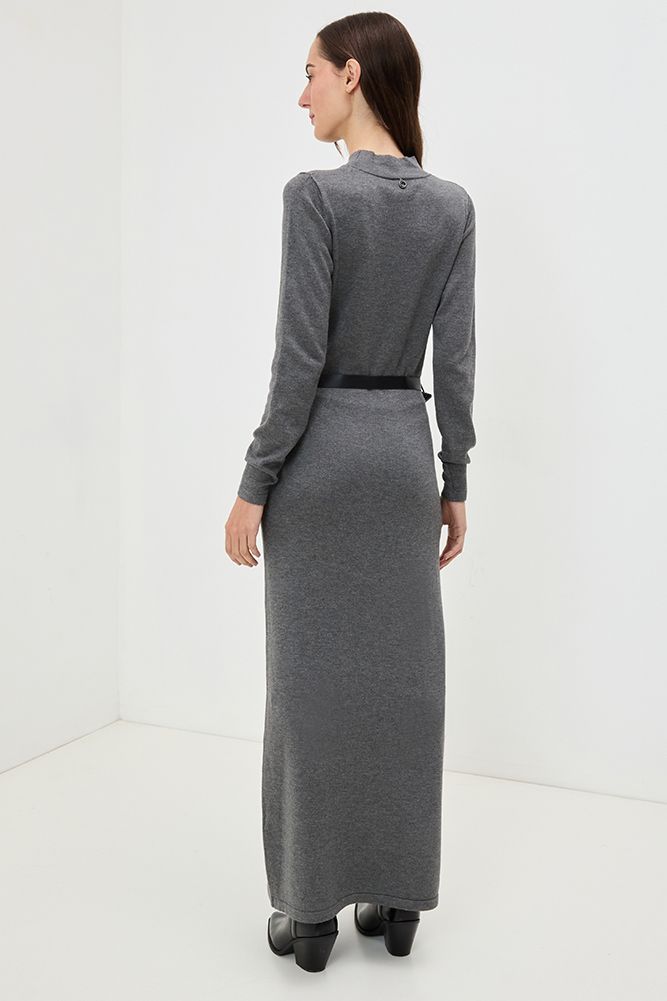 Vestido Liso Largo Gris 13420125001163-3