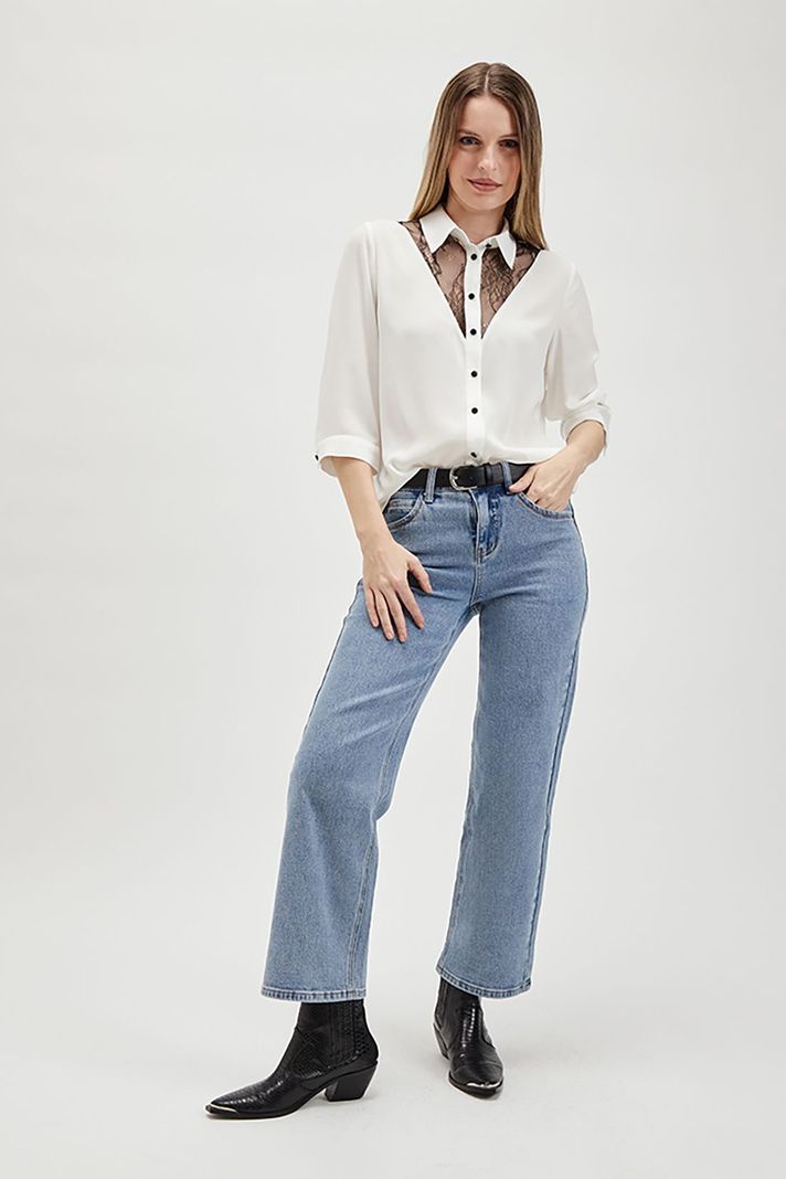 Blusa Camisera Encaje Blanco Ash 14007224054105-0