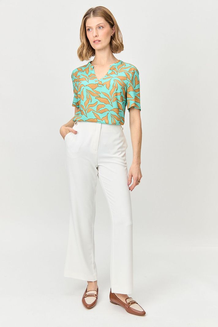 Blusa Cuello Mao Estampada Verde Ma Griffe 14102224065217 Ma