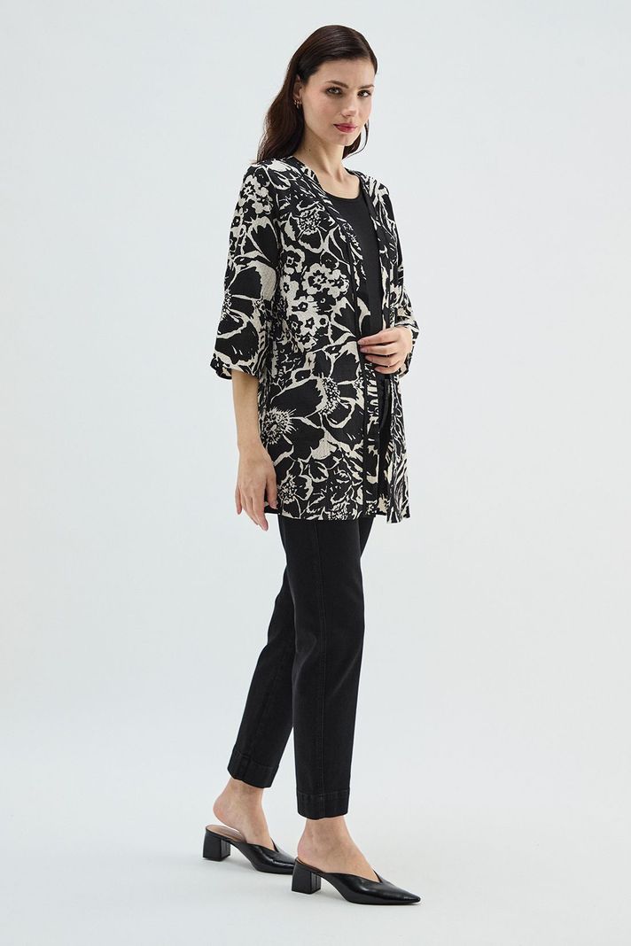 Tapado Tipo Kimono Estampado Negro Ma Griffe 15502224054102-3