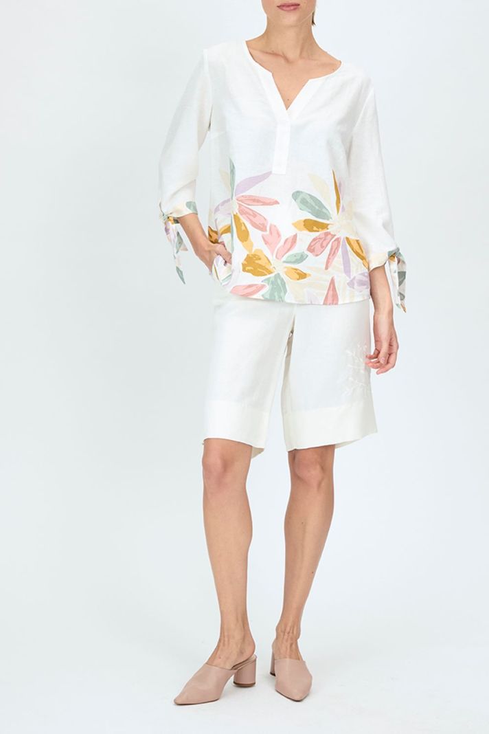 Blusa Lino Estampada En Basta Crudo Ma Griffe 14102224068105 Ma