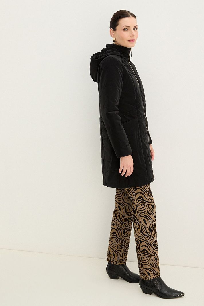 Parka Larga  Con Gorro Negro 17602125007102-3