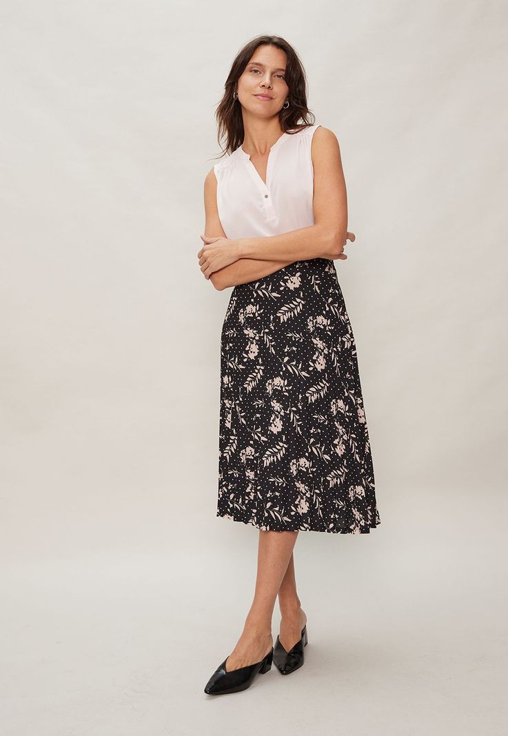 FALDA PLISADA ESTAMPADA Negro Ma Griffe 12102124050102-0