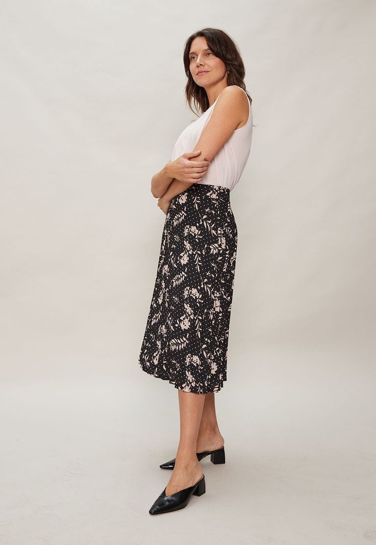 FALDA PLISADA ESTAMPADA Negro Ma Griffe 12102124050102-3