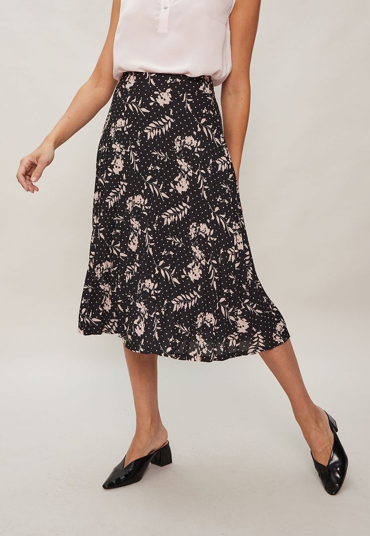 FALDA PLISADA ESTAMPADA Negro Ma Griffe 12102124050102-1
