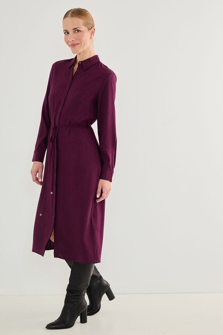 Vestido Camisero Con Lazo Burdeos 13002125052112-2