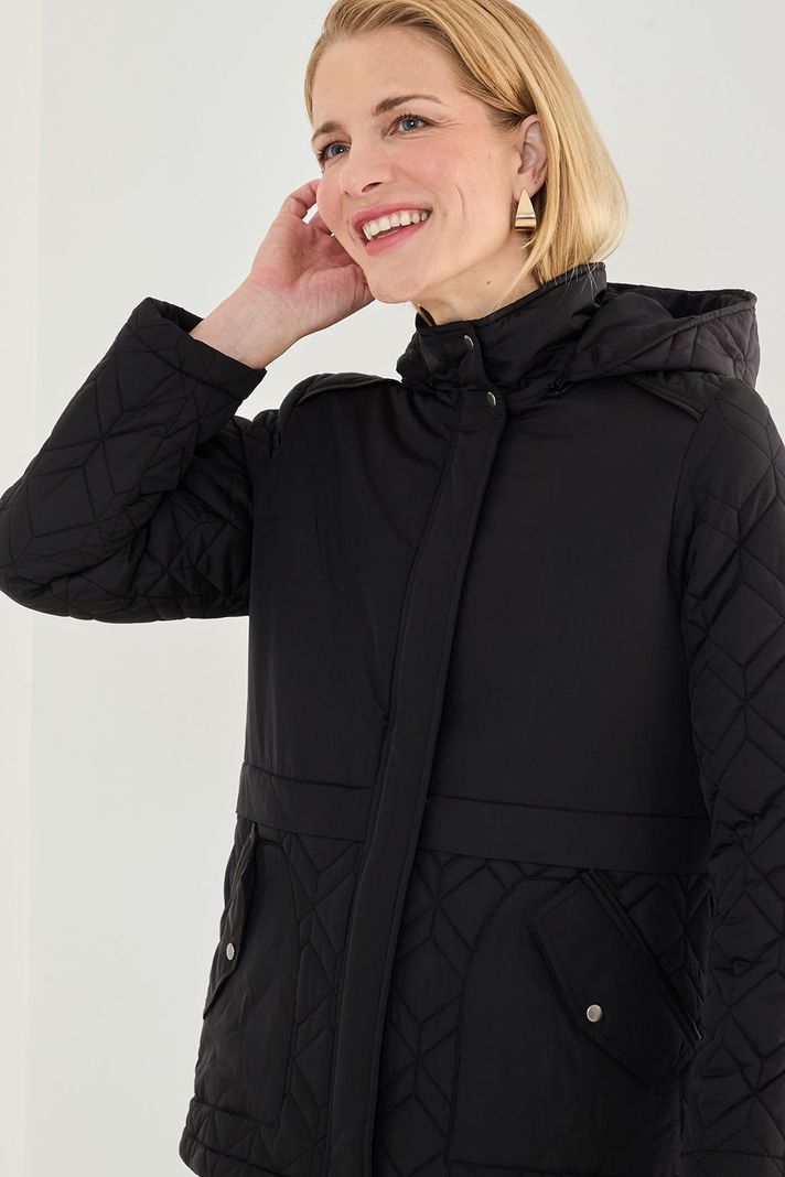 Parka Corta Con Gorro Desmontable Negro 17602125002102-1