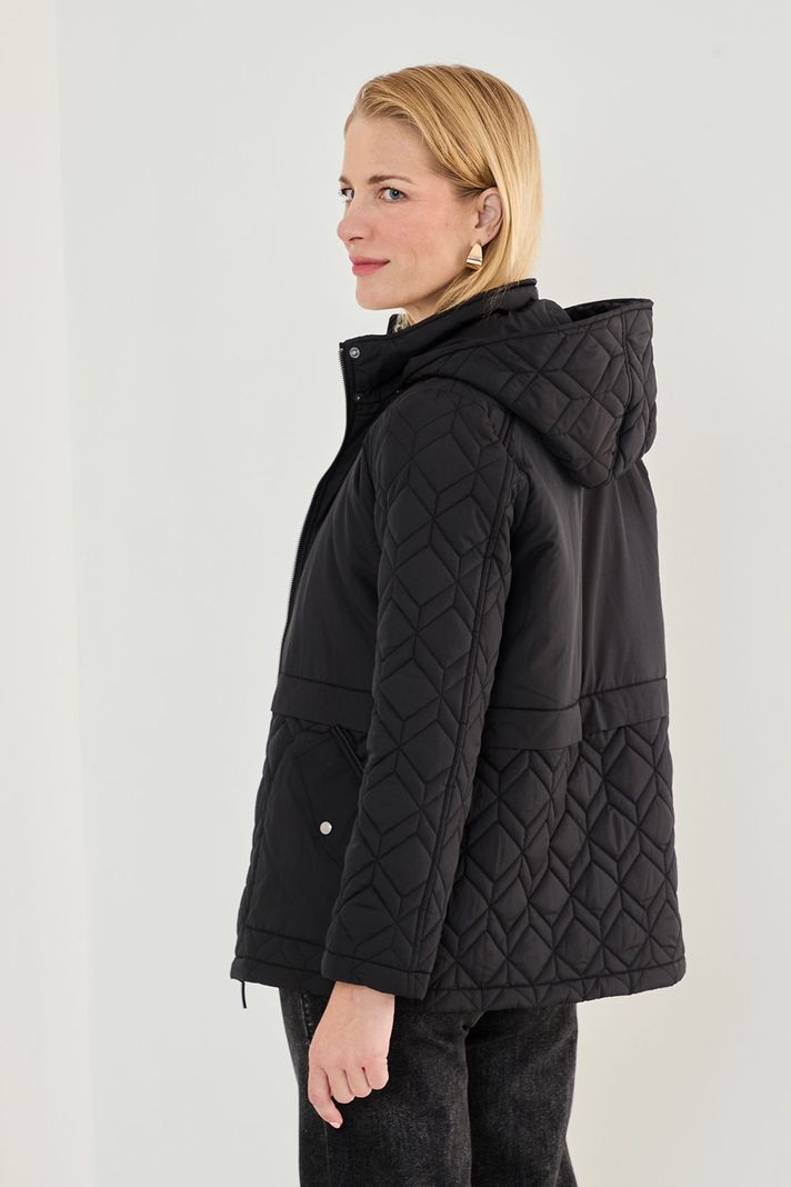 Parka Corta Con Gorro Desmontable Negro 17602125002102-3