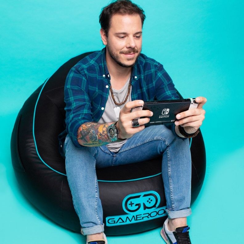 Silla Puff Gamer Zero Azul-1