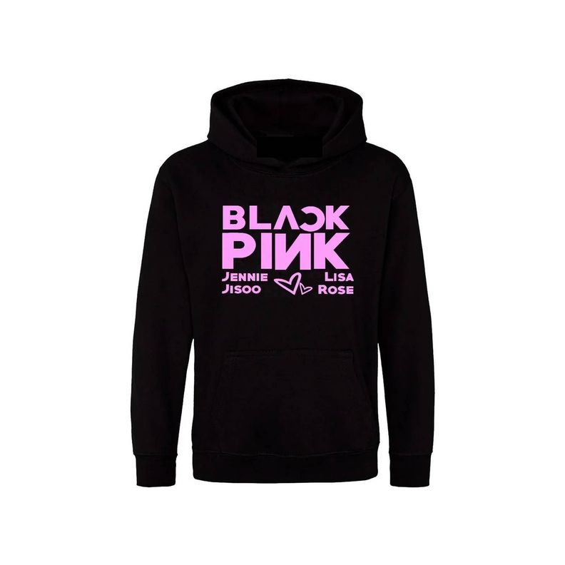 poleron black pink con estampado de algodón-0