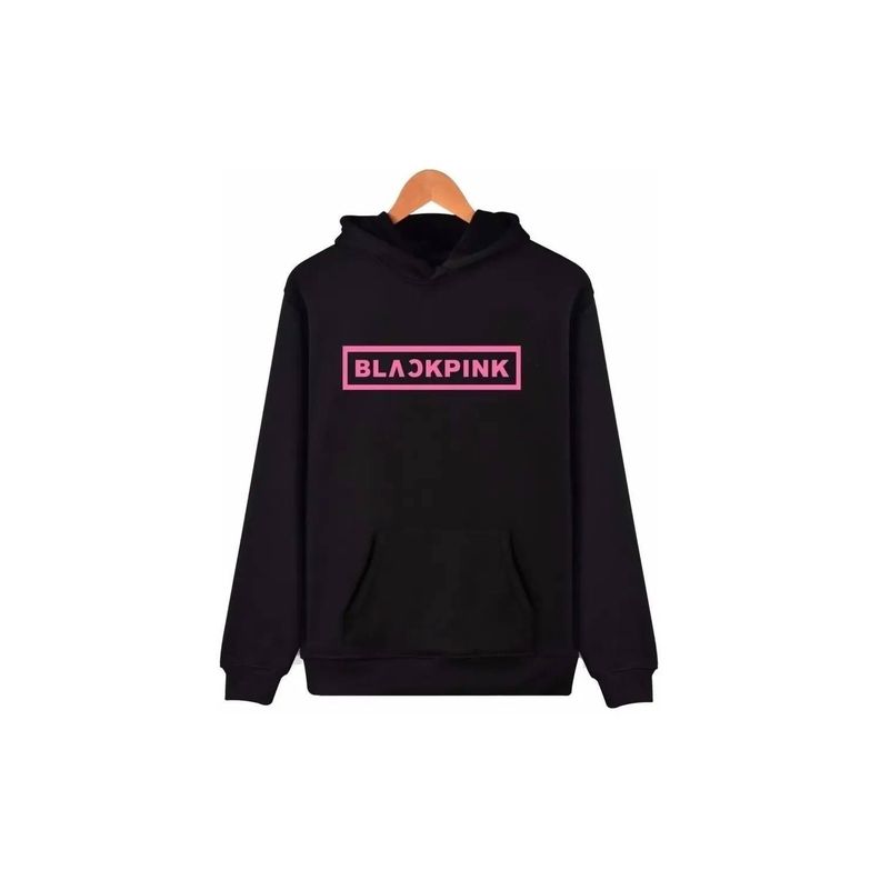 poleron estampado diseño black pink logo algodón-0