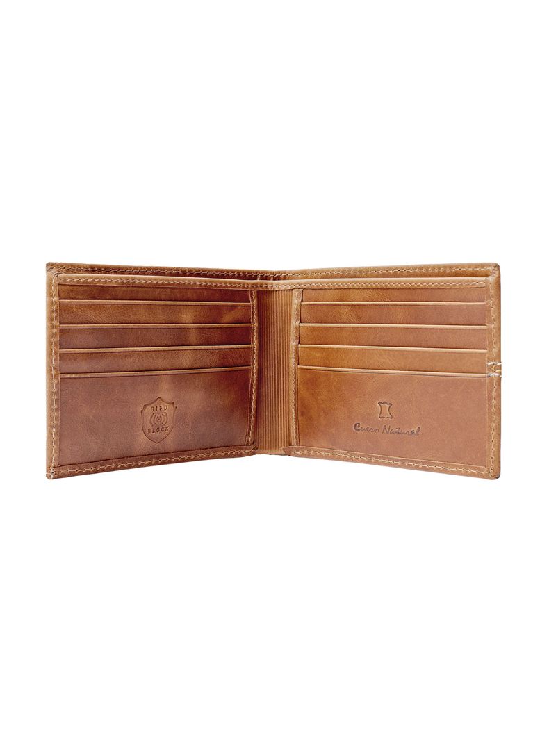 Billetera Cuero Natural Miura Enzo con protección RFID con tarjetero Adicional-1