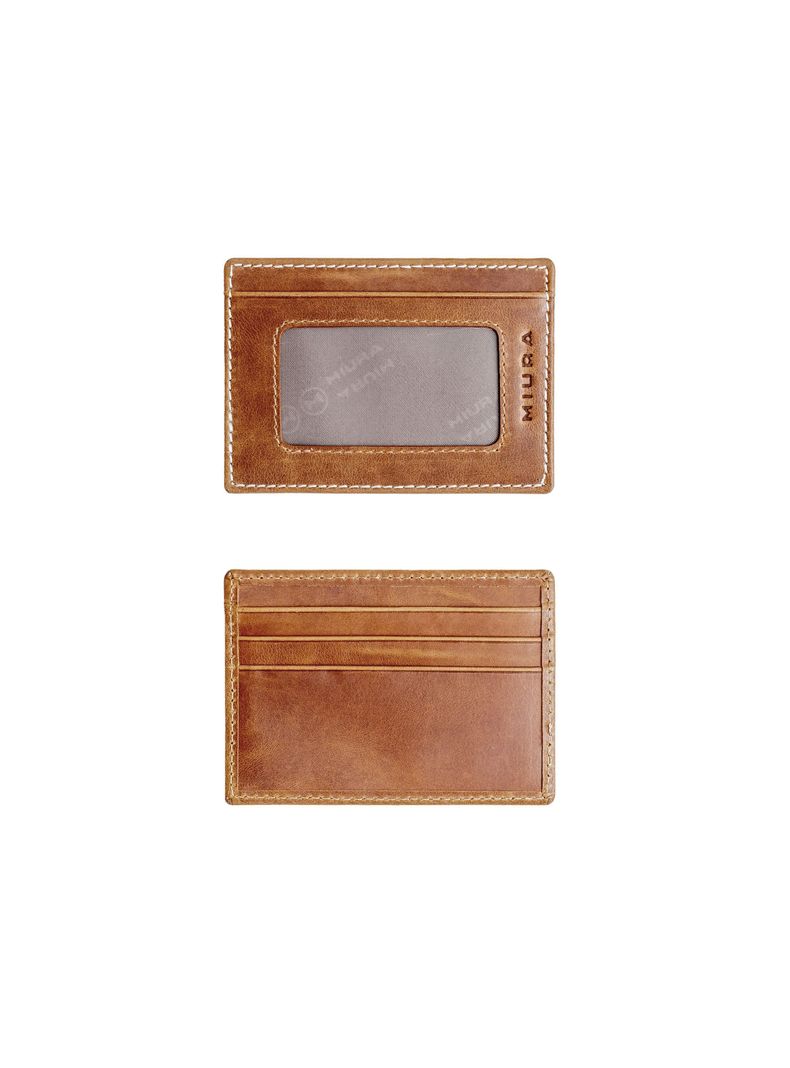 Billetera Cuero Natural Miura Enzo con protección RFID con tarjetero Adicional-2