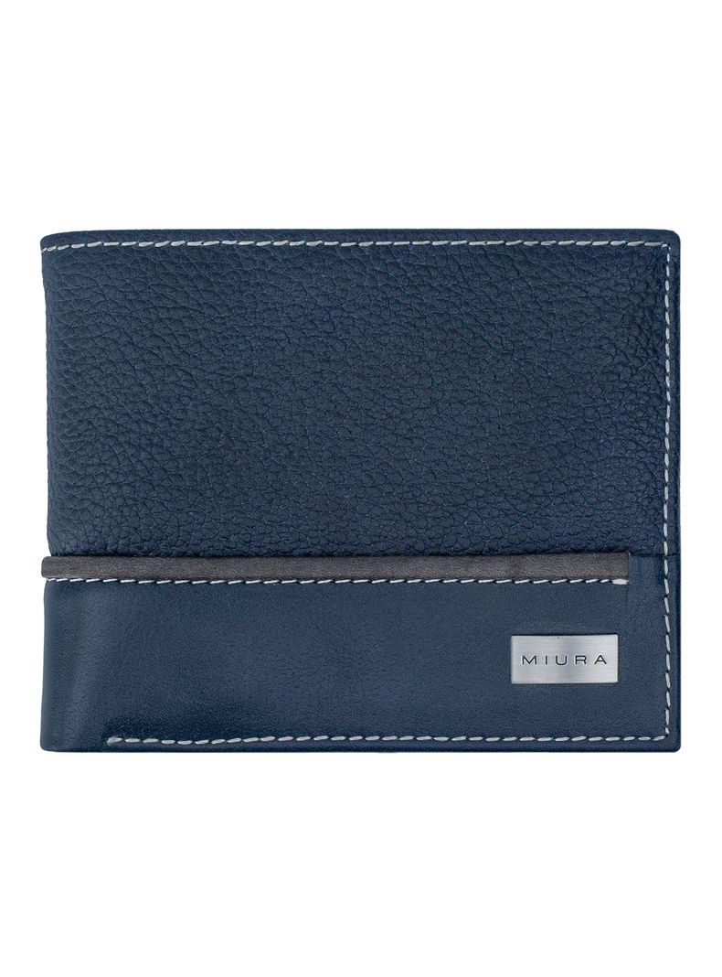 Billetera Hombre Miura Mod. Luciano 100% Cuero Natural Azul